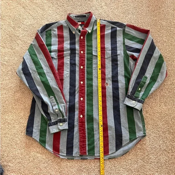 Vintage Tommy Hilfiger Multicolored Button-Down Long Sleeve 100% Cotton - Picture 6 of 8